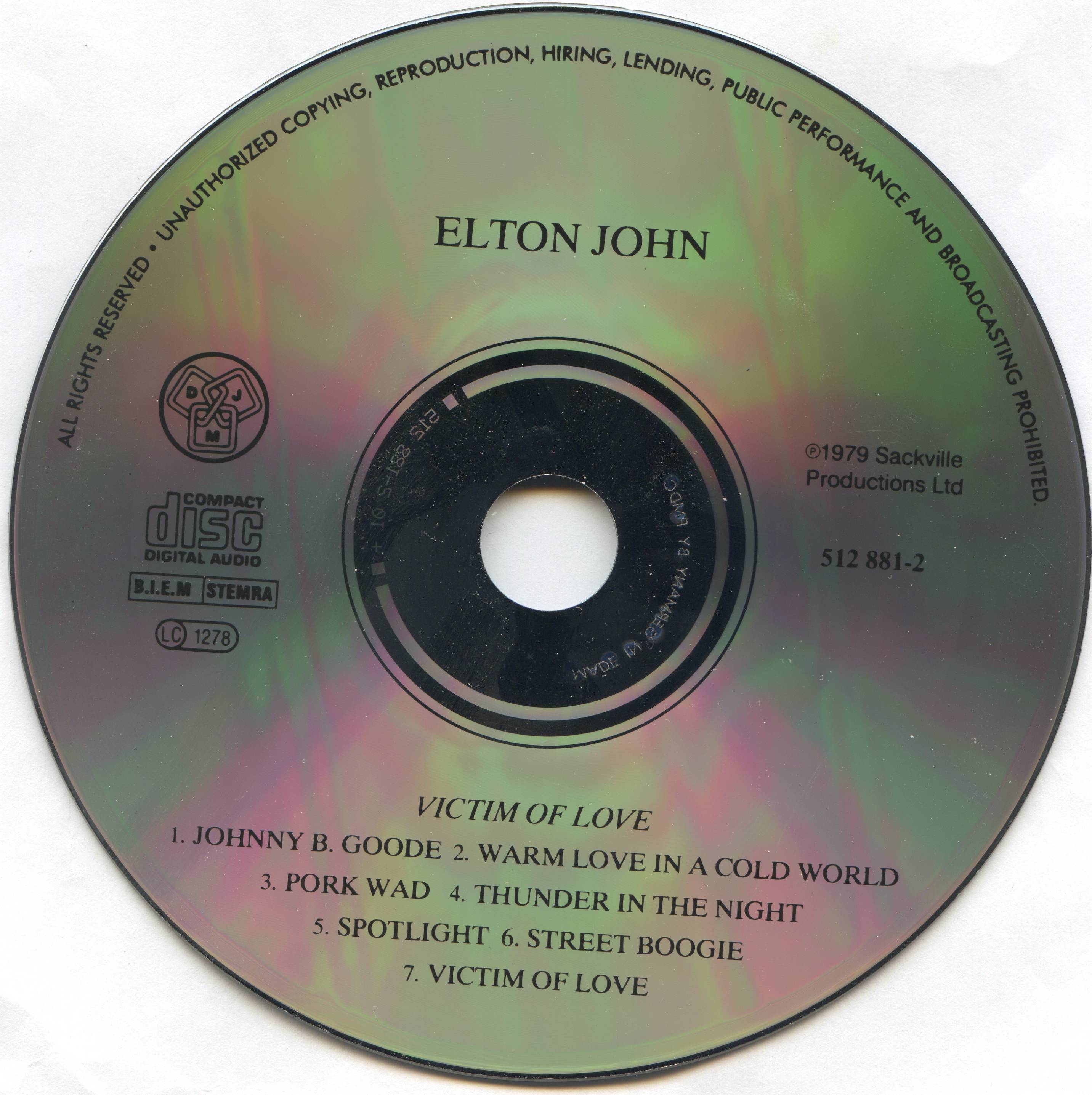 Elton John Victim Of Love : CD DE